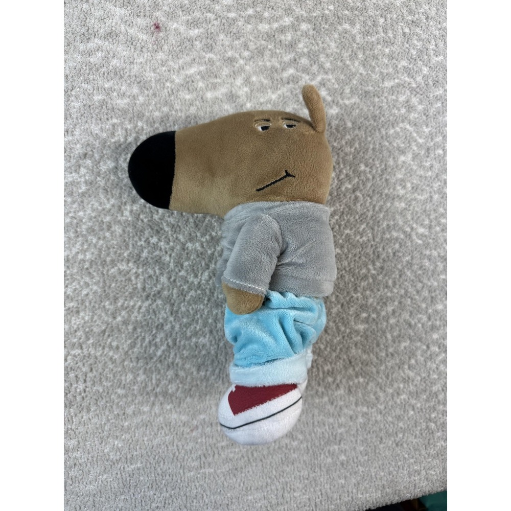 Chill Guy Soft Cartoon Dog Plush Stuffed Animal‎ Gray Shirt Blue Pants Shoes